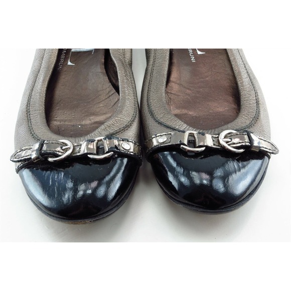 AGL Size 37 M Silver‎ Round Toe Ballet Flats Leather Women - Picture 2 of 7